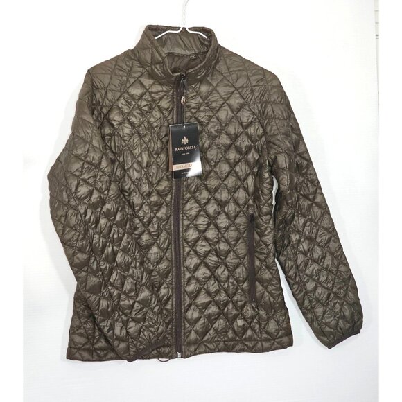 NWD Rainforest Women’s Brown Polyester Thermoluxe Puffer Jacket Size Small 1753 - Picture 13 of 14